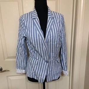 Blue and white striped blazer size L
